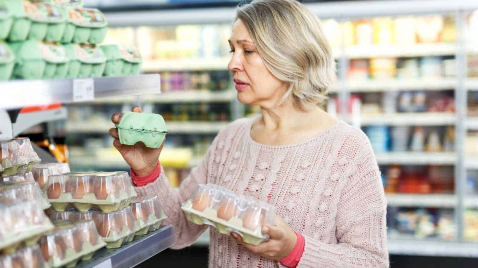 Woman buying eggs