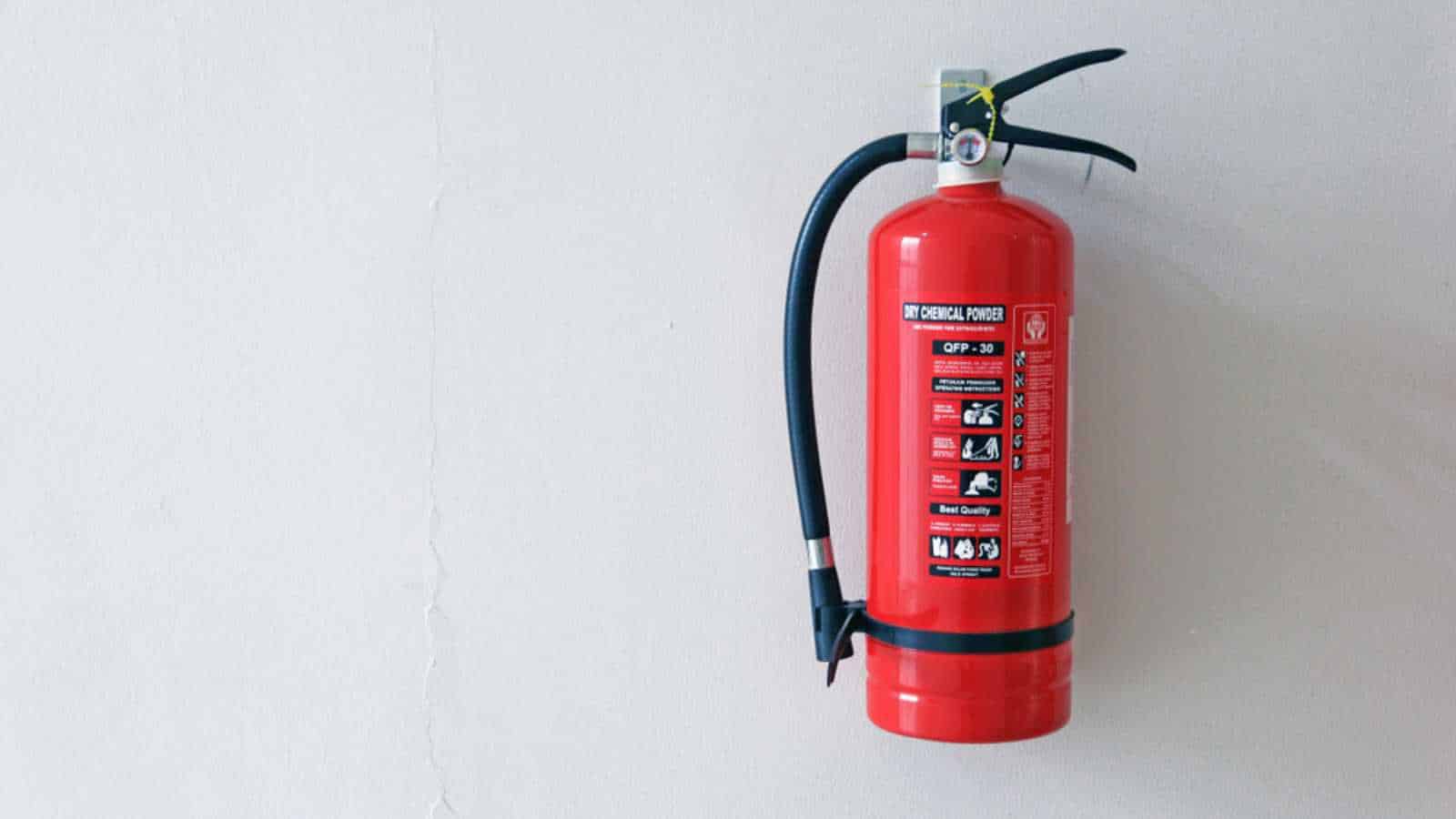 a fire extinguisher on the wall