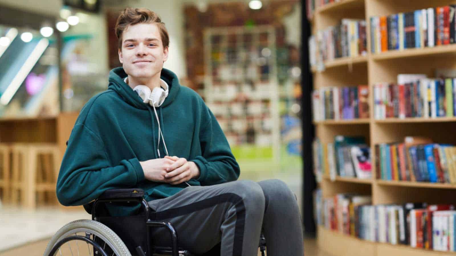 Student in wheel chair