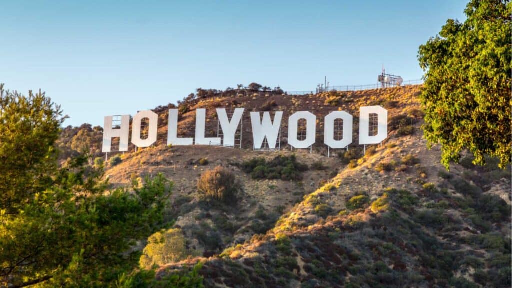 HOLLYWOOD CALIFORNIA - SEPTEMBER 24: The world famous landmark Hollywood Sign on September 24, 2012 in Los Angeles, California.