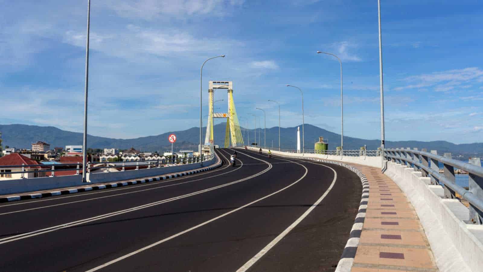 The Sukarno Bridge over the harbor in Manado, North Sulawesi, Indonesia