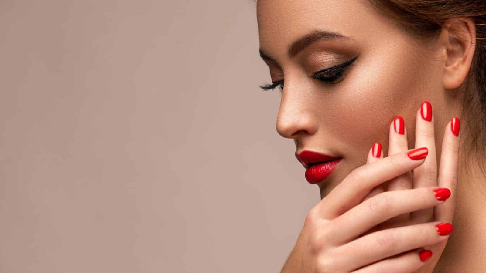 Woman with beautifully polished nails