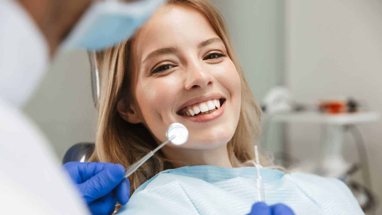 Woman getting dental care