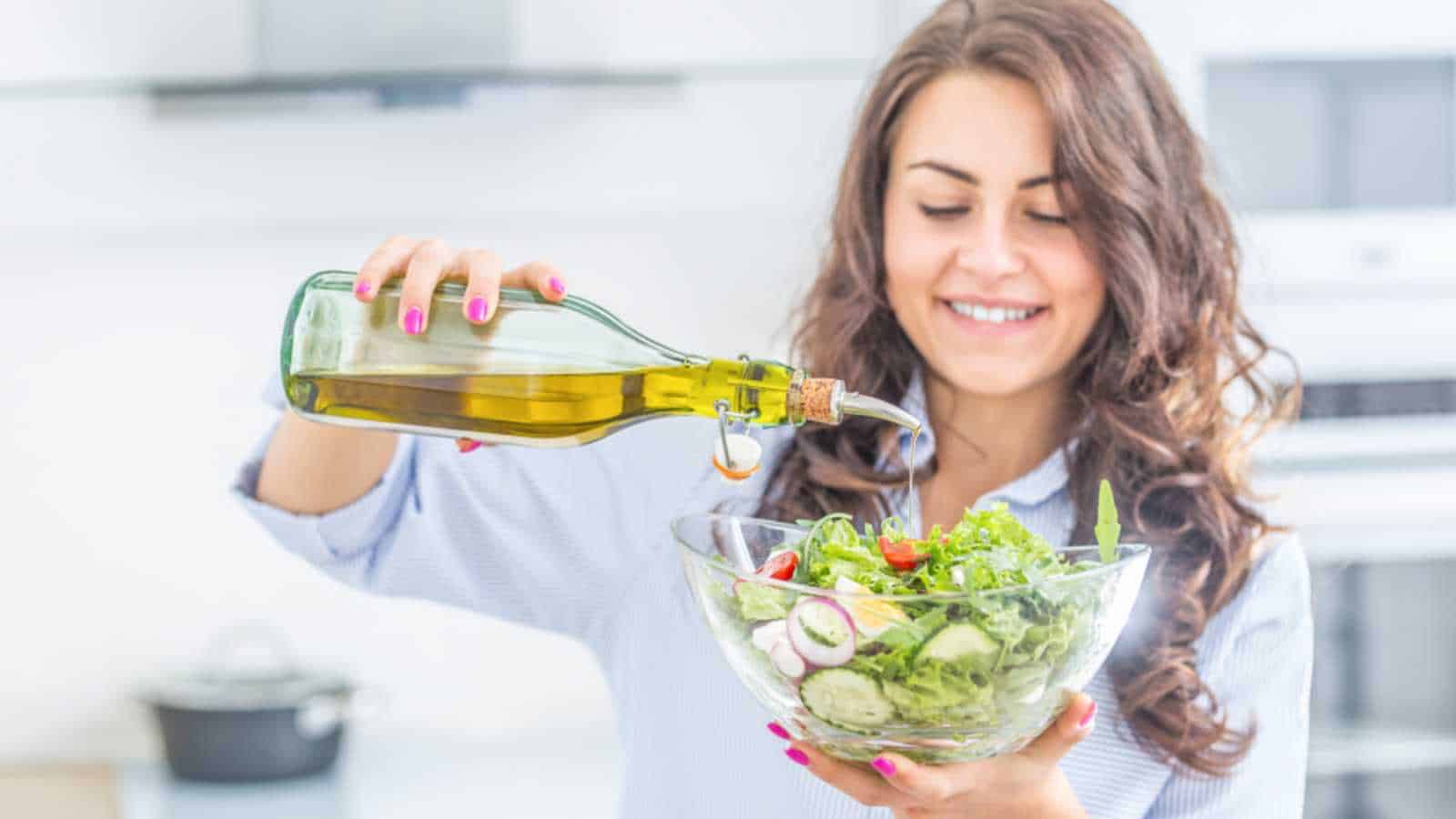 Woman having salad