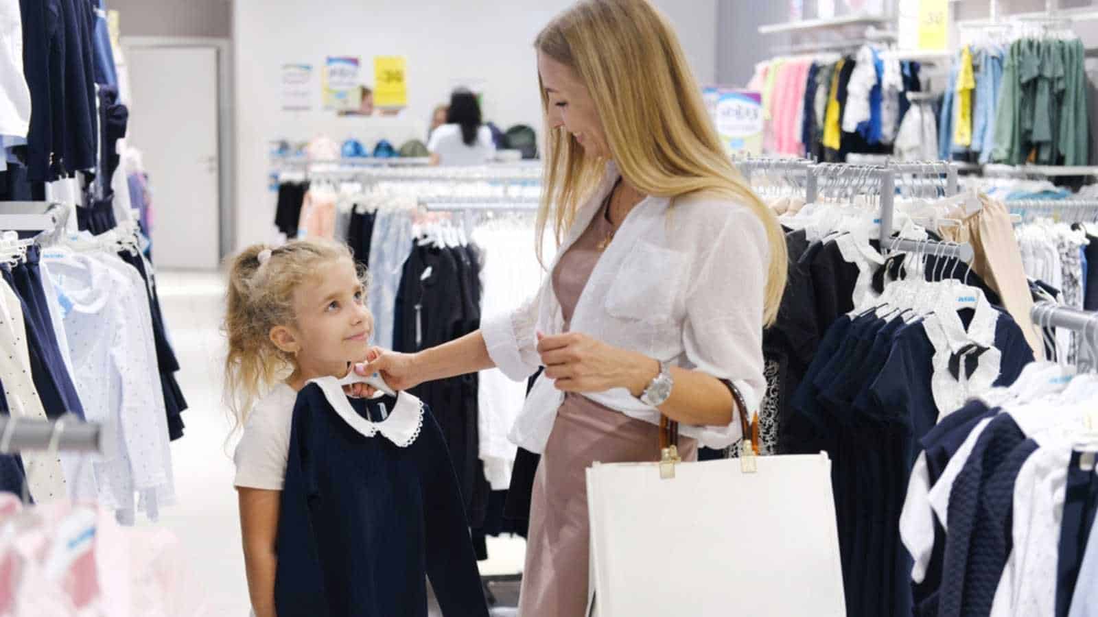 Mother choosing kids dress