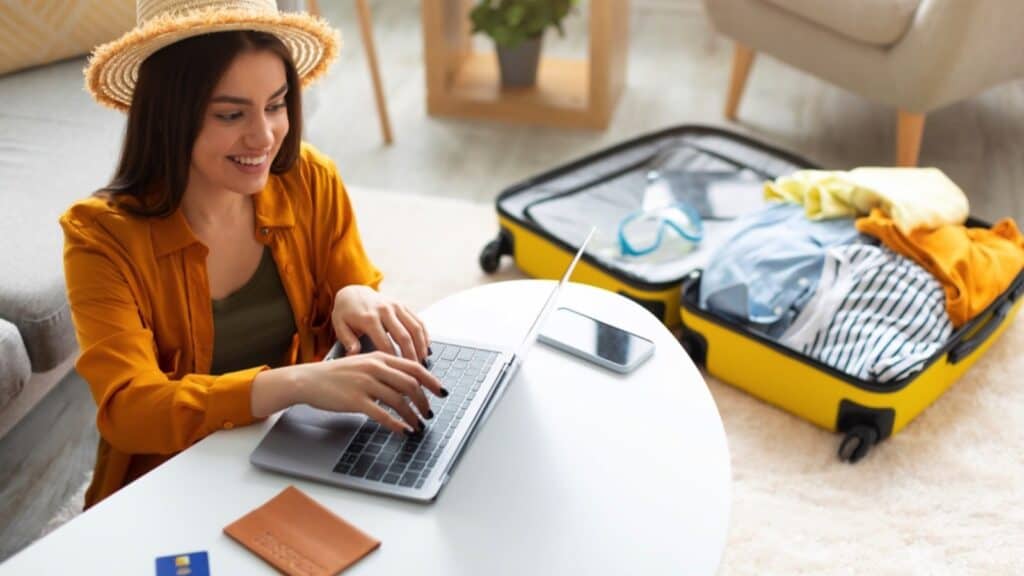 Traveler with laptop