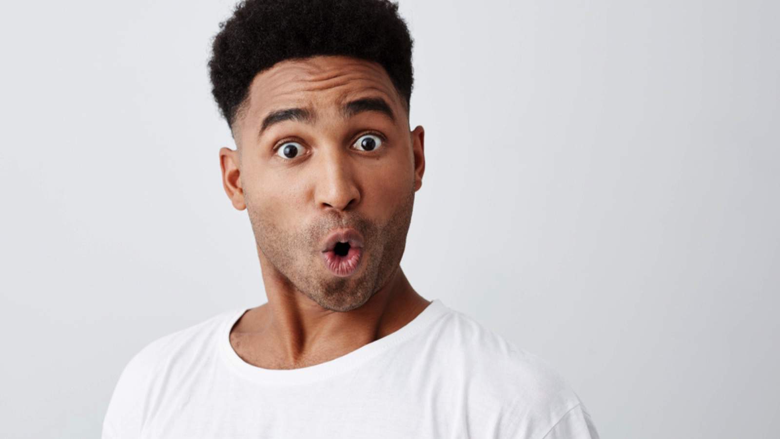 Funny man with surprised face