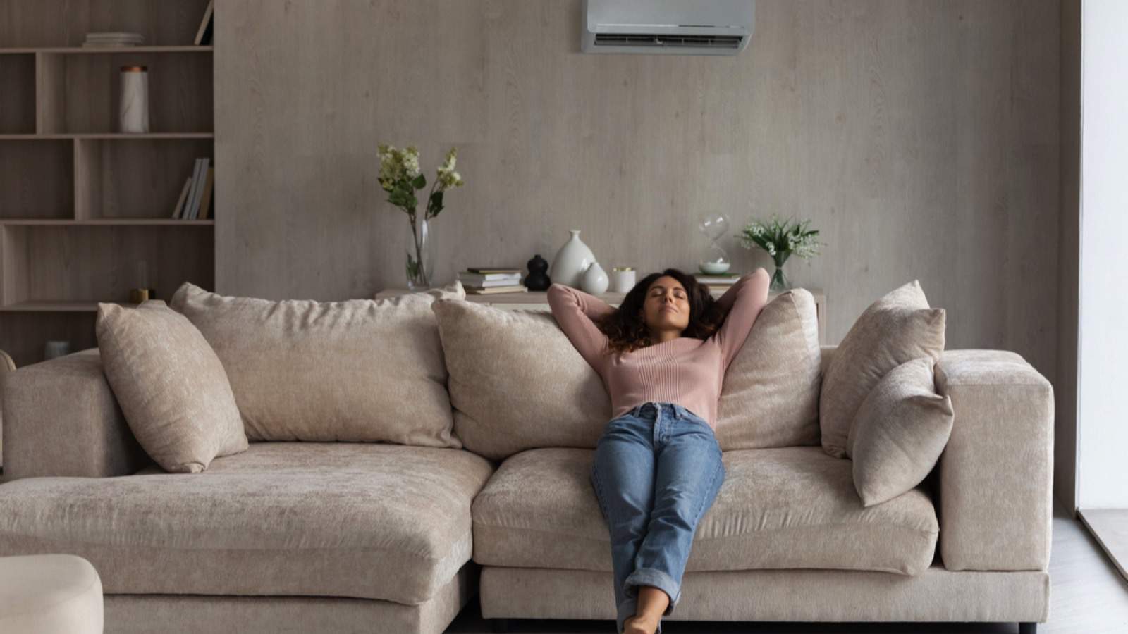 Woman lying in couch